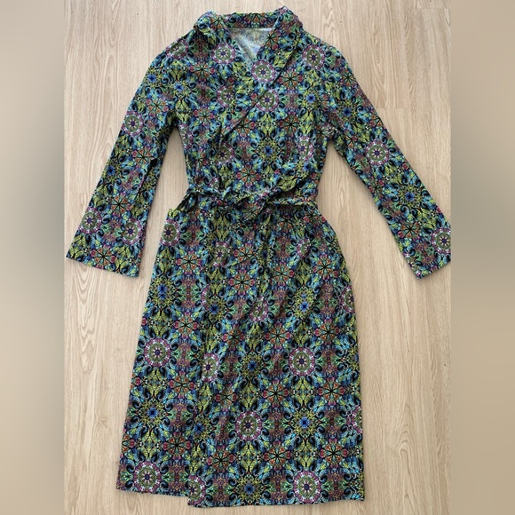Stained glass print trench style shacket nwot